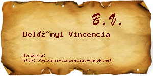 Belányi Vincencia névjegykártya